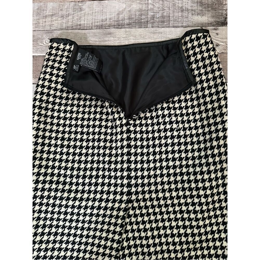 Vintage Kasper APL Houndstooth Black & White Wool 2 Piece Blazer Skirt Set | 10P - Picture 7 of 12